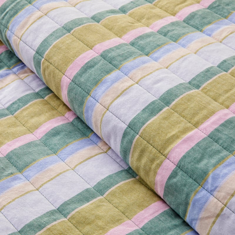Sephora Stripe Garden Green Quilted Coverlet Separates