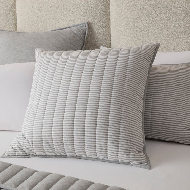 Ultra Soft Jersey Grey Marble & Grey Stripe Quilted Coverlet Separates