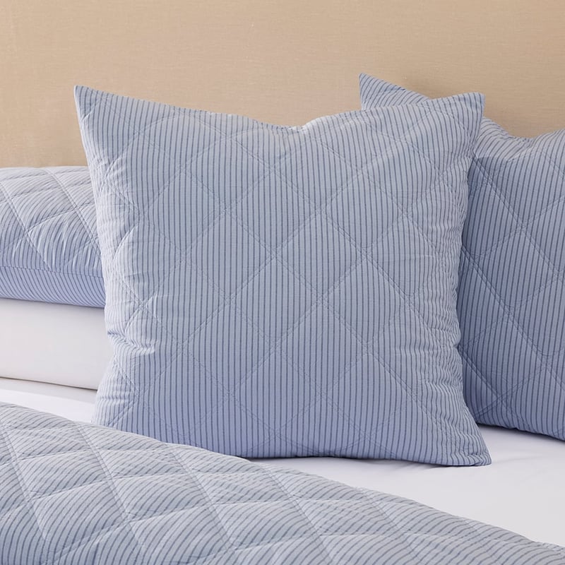 Stonewashed Cotton Printed Thin Chambray Stripe Quilted Pillowcases