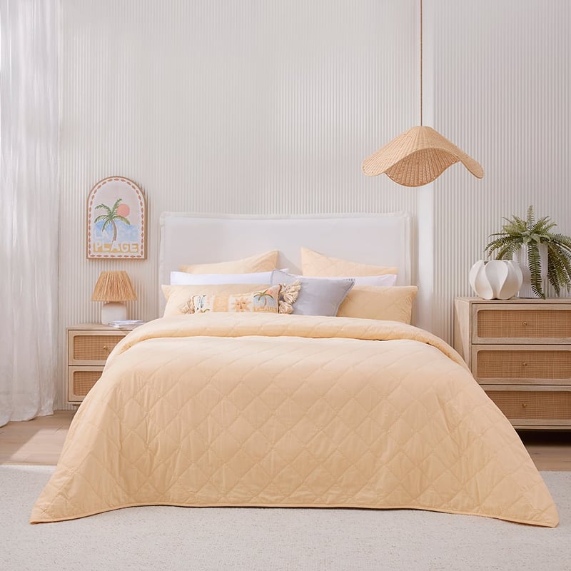 Stonewashed Cotton Butter Quilted Pillowcases