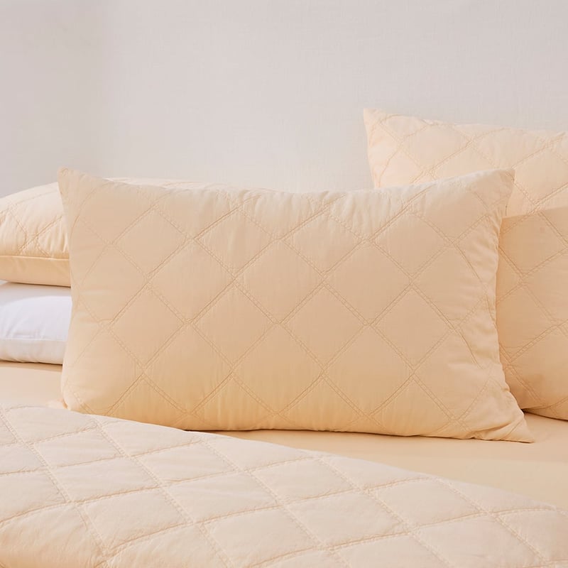 Stonewashed Cotton Butter Quilted Pillowcases