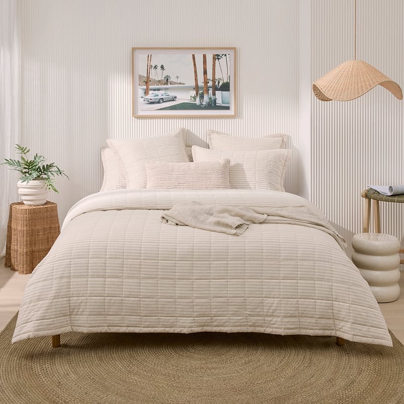 Bodhi Natural Stripe Quilted Pillowcases