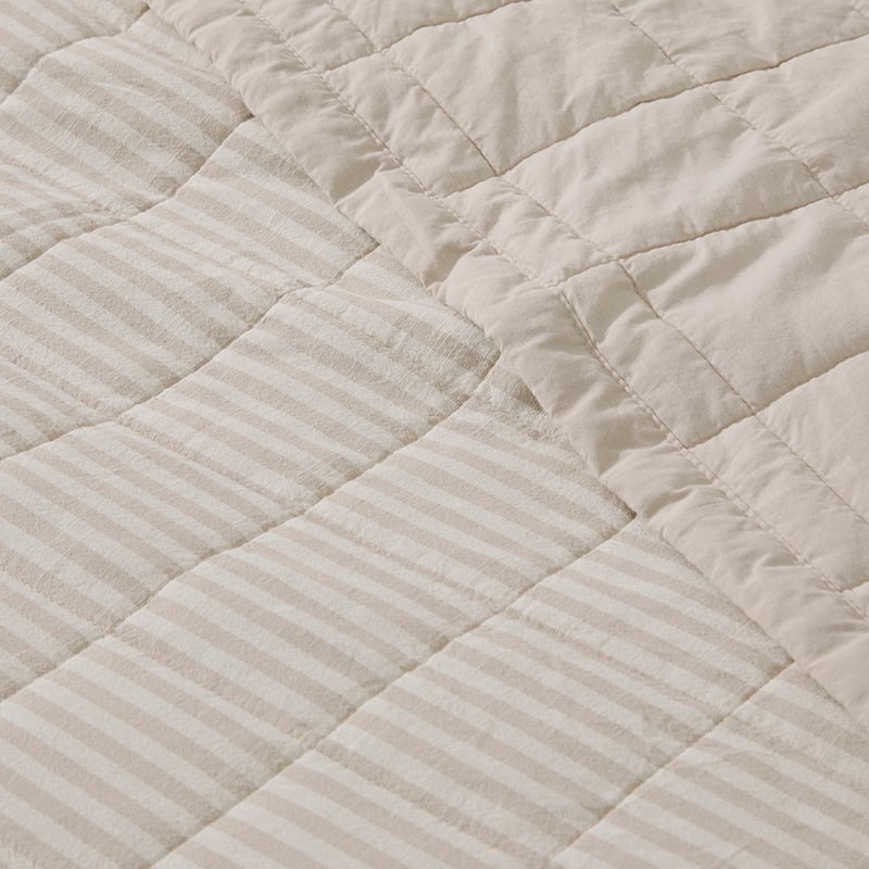 Bodhi Natural Stripe Quilted Coverlet Separates