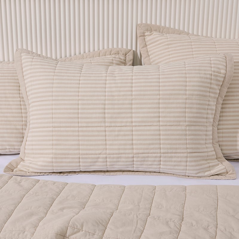 Bodhi Natural Stripe Quilted Pillowcases