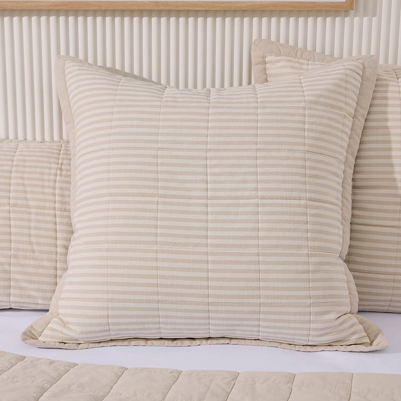 Bodhi Natural Stripe Quilted Pillowcases
