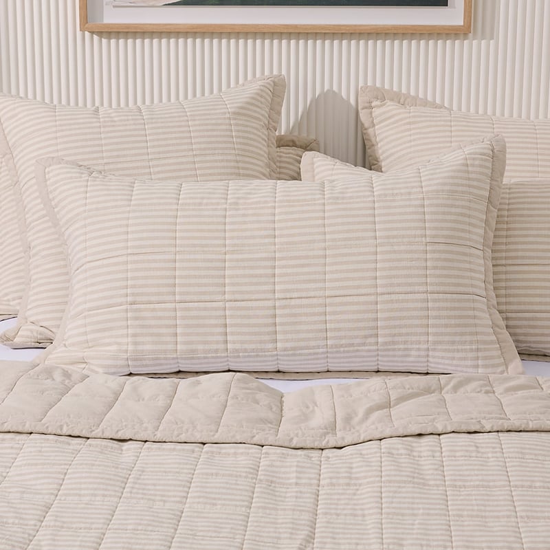 Bodhi Natural Stripe Quilted Pillowcases