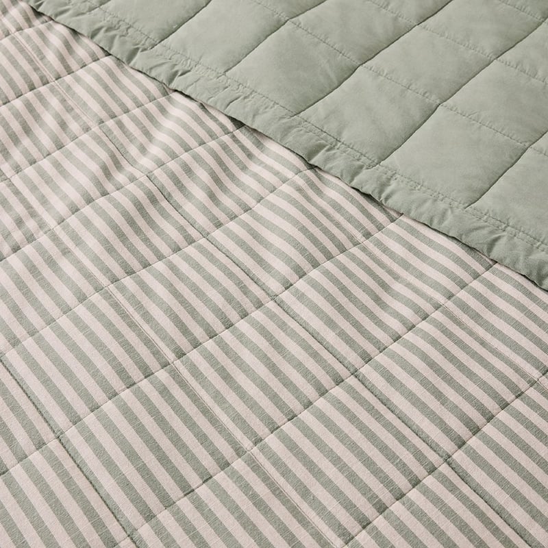 Bodhi Eucalyptus Stripe Quilted Coverlet Separates