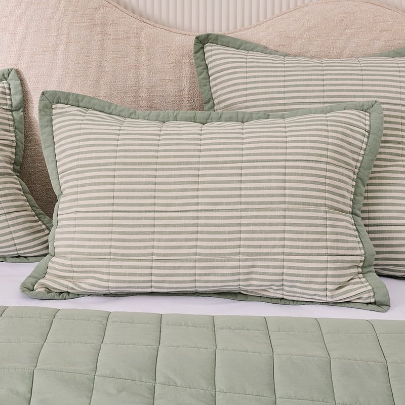 Bodhi Eucalyptus Stripe Quilted Coverlet Separates