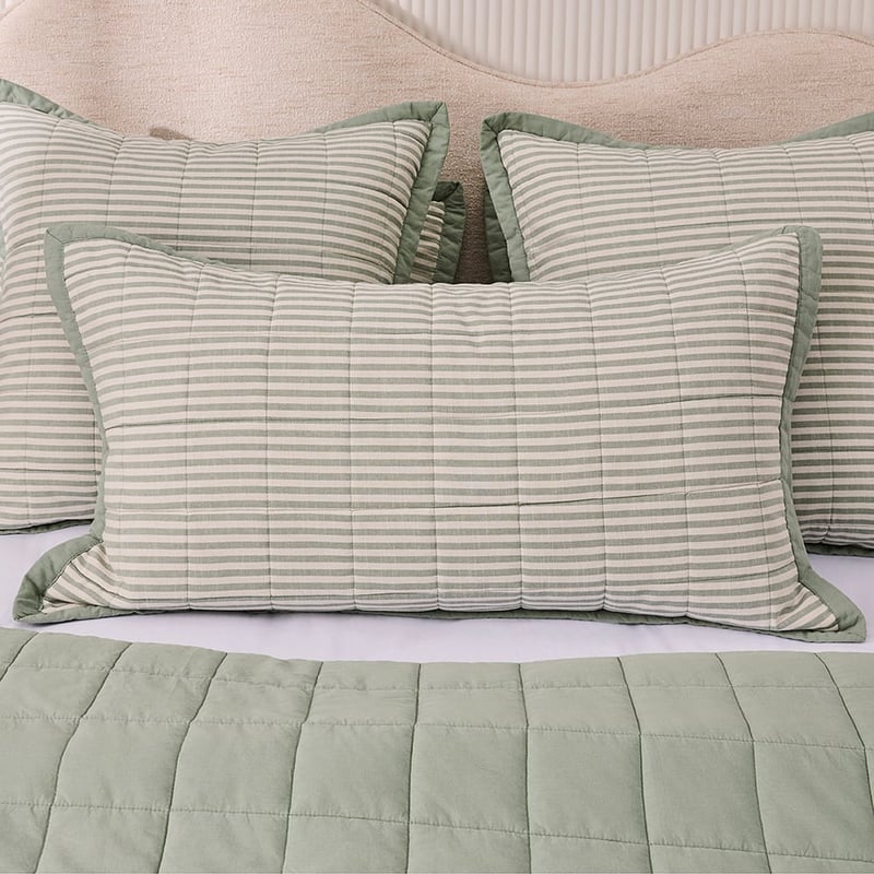 Bodhi Eucalyptus Stripe Quilted Coverlet Separates