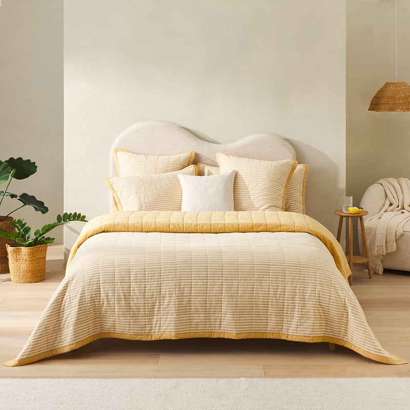 Bodhi Mustard Stripe Quilted Coverlet Separates