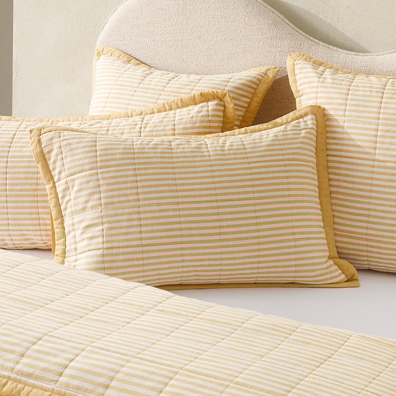 Bodhi Mustard Stripe Quilted Coverlet Separates