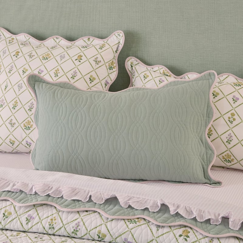 Josephine Floral Green Quilted Pillowcases