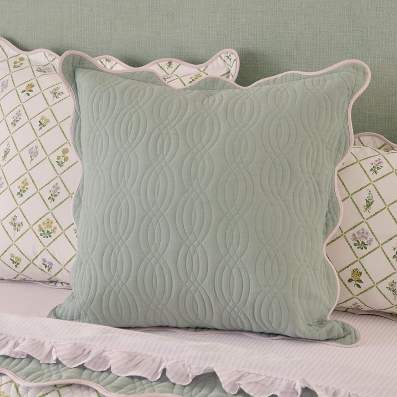 Josephine Floral Green Quilted Pillowcases