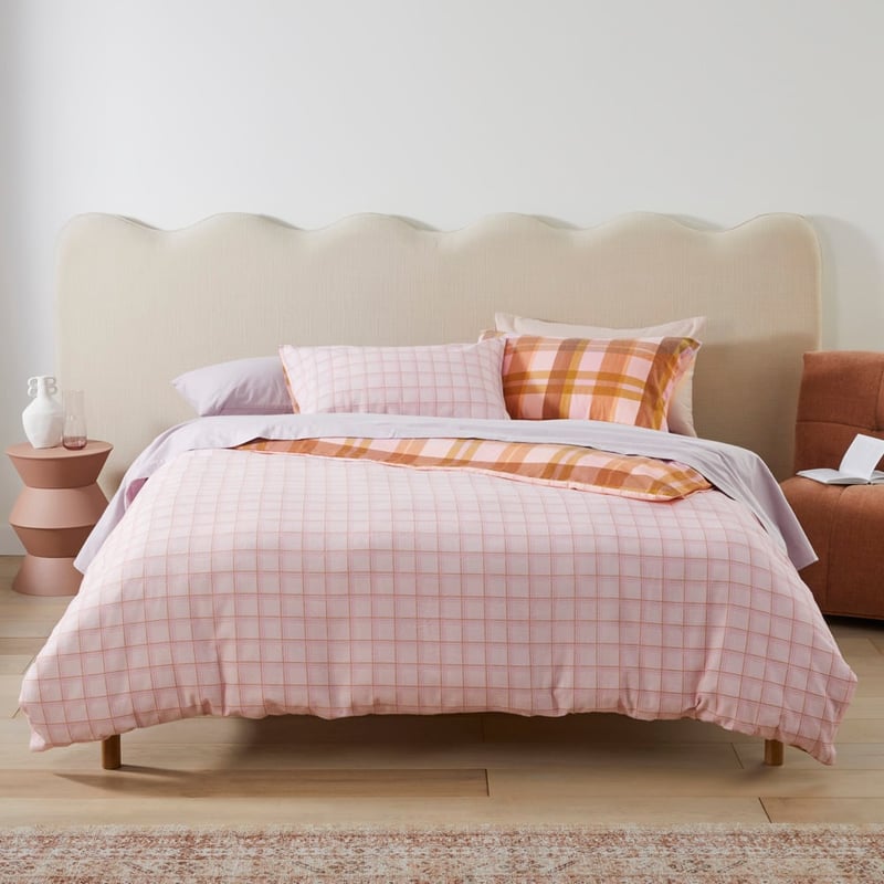 Flannelette Printed Melrose Check Spice Quilt Cover Set