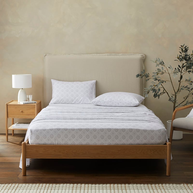 Flannelette Printed Silver Tile Sheet Set