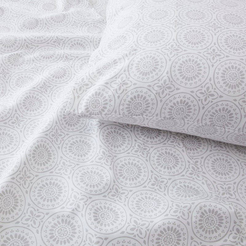 Flannelette Printed Silver Tile Sheet Set
