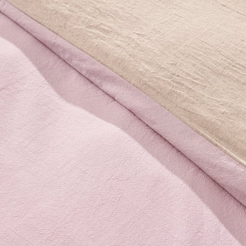 Olsen Natural & Lilac Linen Cotton Quilt Cover Set