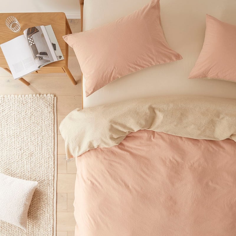 Olsen Linen Cotton Natural & Terracotta Quilt Cover Set