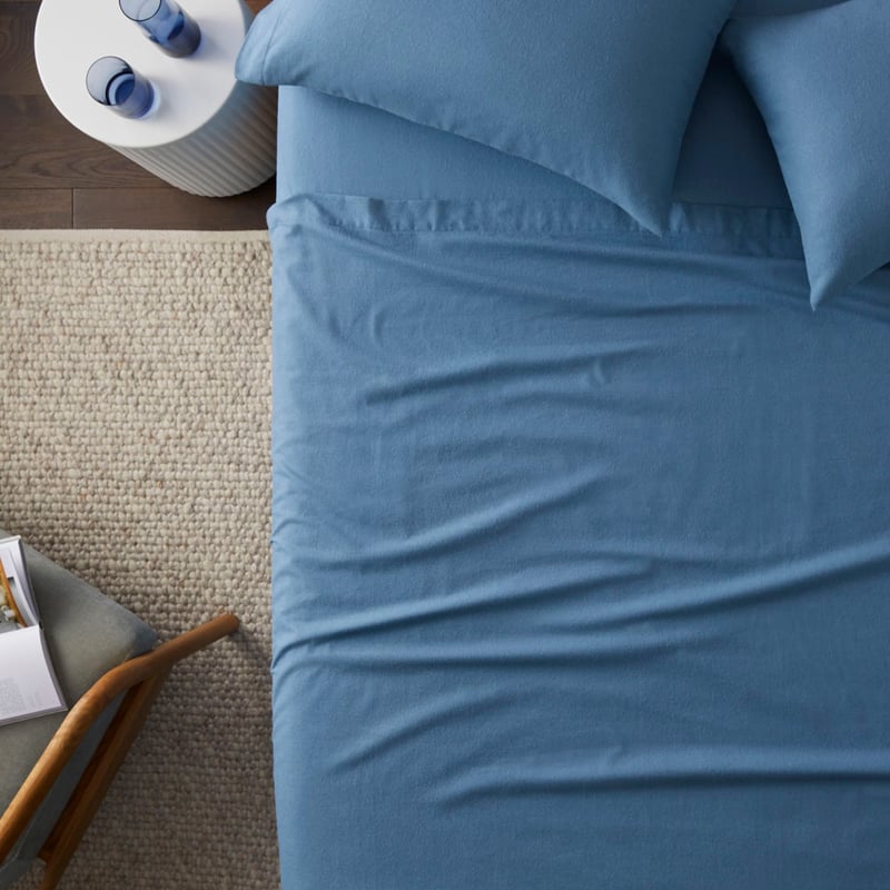 Flannelette Plain Blue Sheet Set