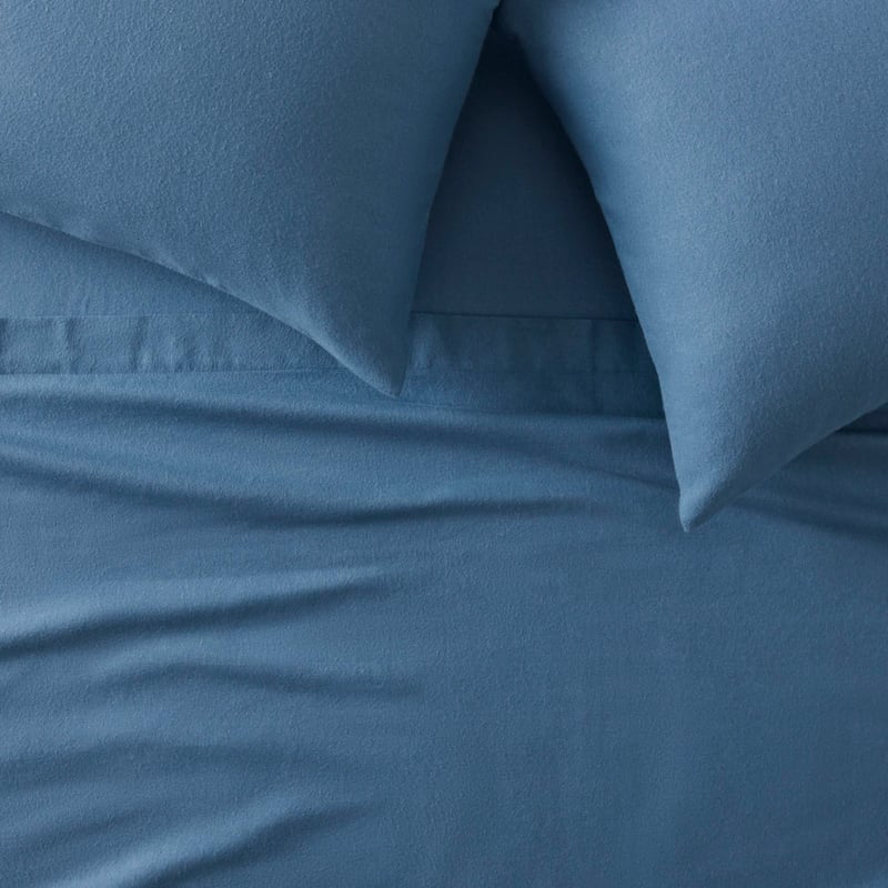 Flannelette Plain Blue Sheet Set