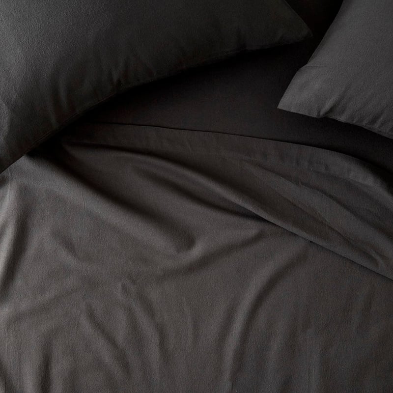 Flannelette Plain Charcoal Sheet Set