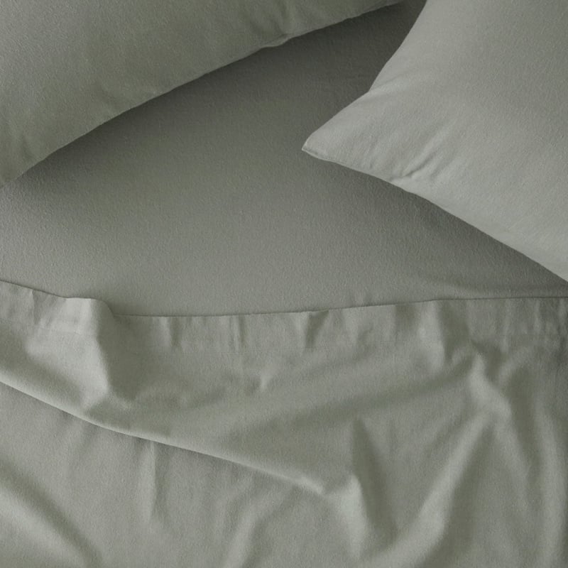 Flannelette Plain Green Sheet Set