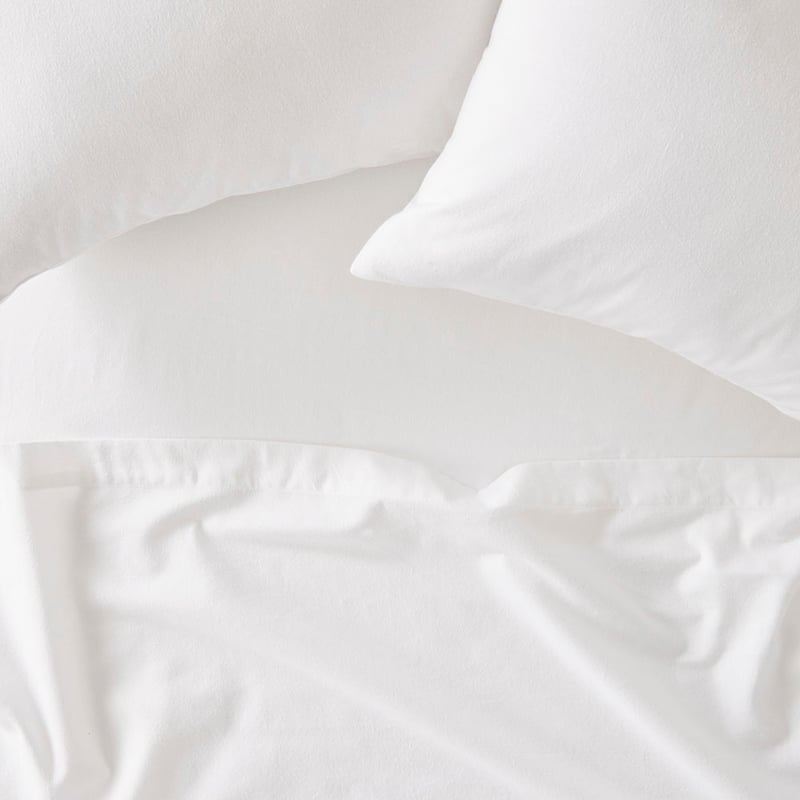 Flannelette Plain White Sheet Set