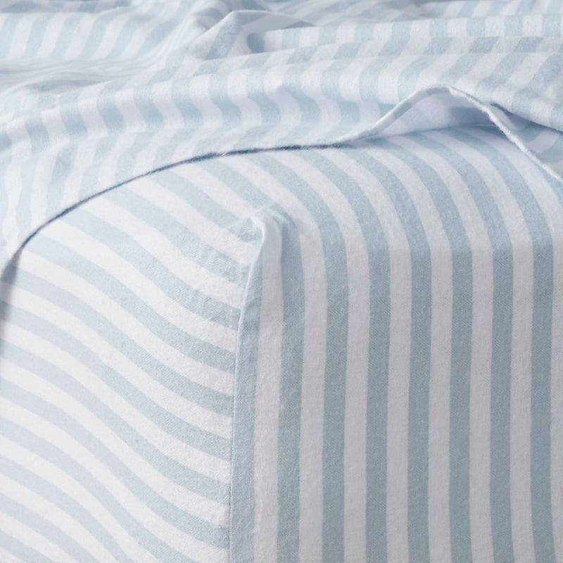 Flannelette Blue Stripe Printed Sheet Set