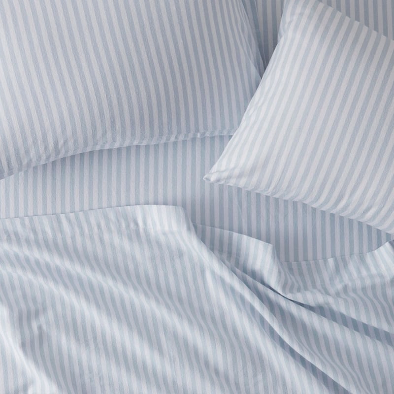 Flannelette Blue Stripe Printed Sheet Set