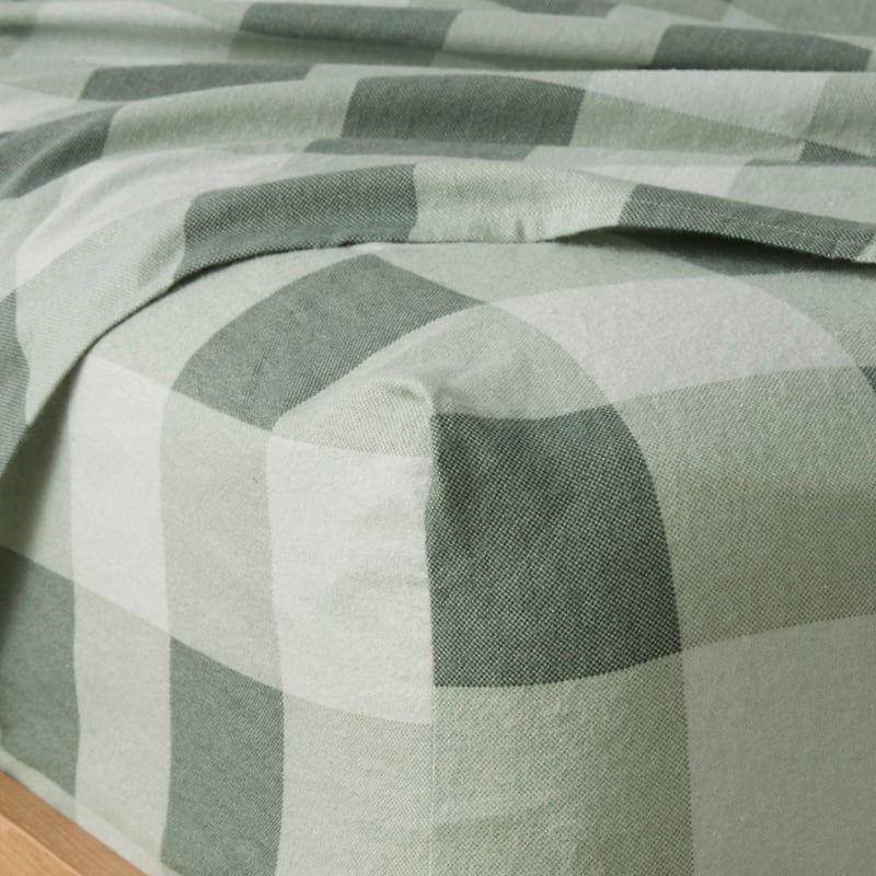 Flannelette Green Check Printed Sheet Set