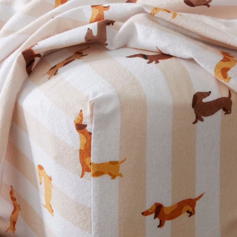 Flannelette Sand Dachshund Printed Sheet Set