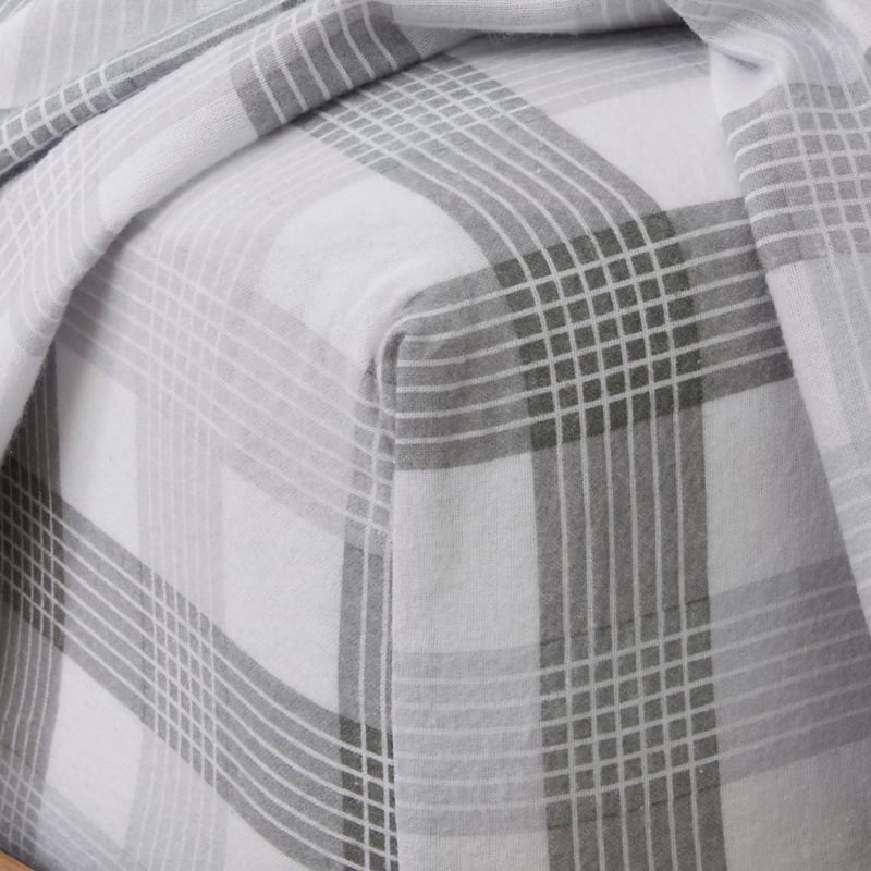 Flannelette Silver Check Printed Sheet Set