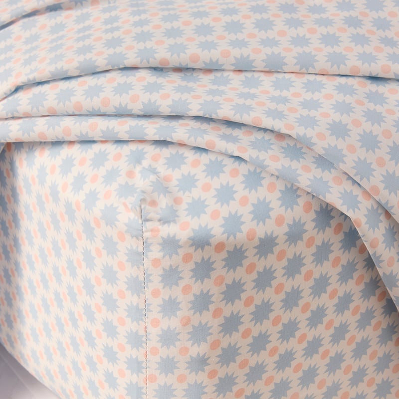 Blue Starburst Printed Percale Sheet Set