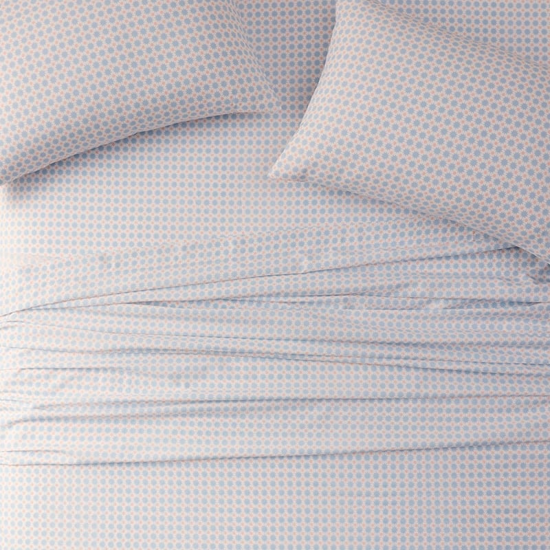 Blue Starburst Printed Percale Sheet Set
