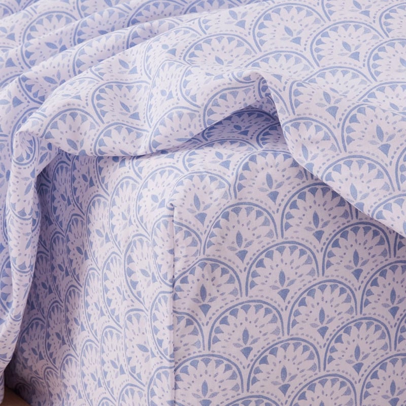 Blue Tile Printed Percale Sheet Set