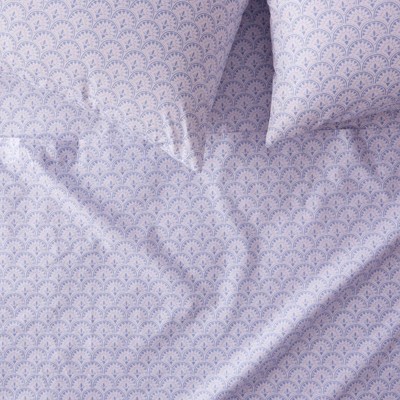 Blue Tile Printed Percale Sheet Set