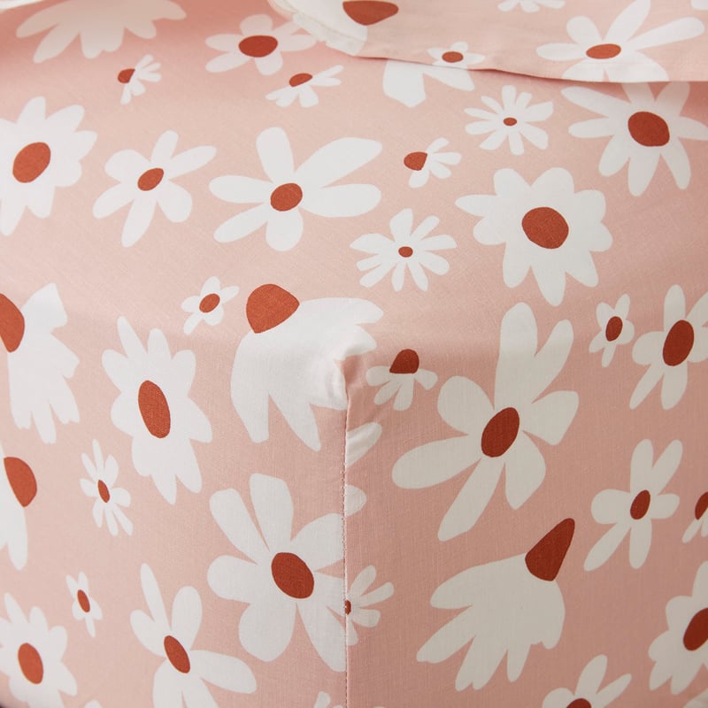 Blush Daisy Printed Percale Sheet Set