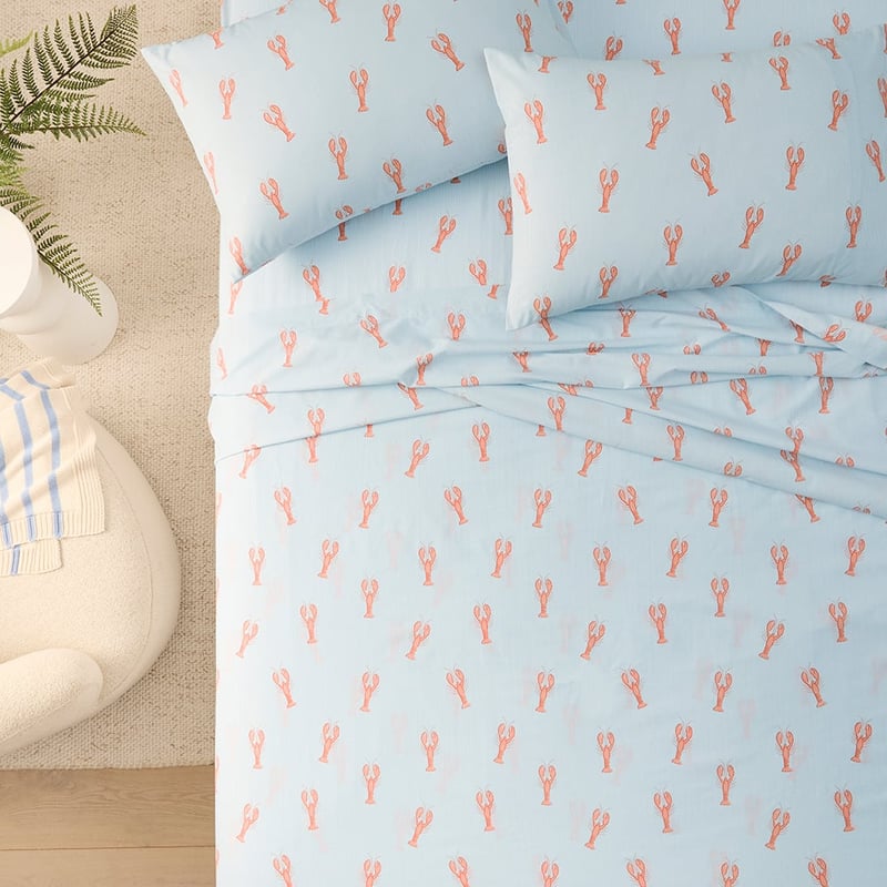 Lobsters Printed Percale Sheet Set