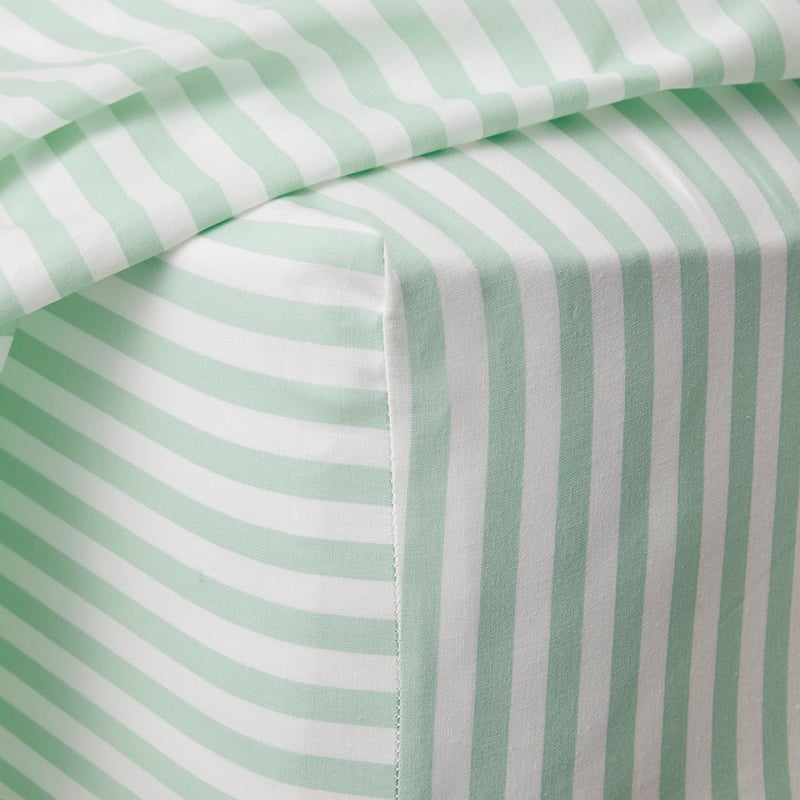 Mint Stripe Printed Percale Sheet Set