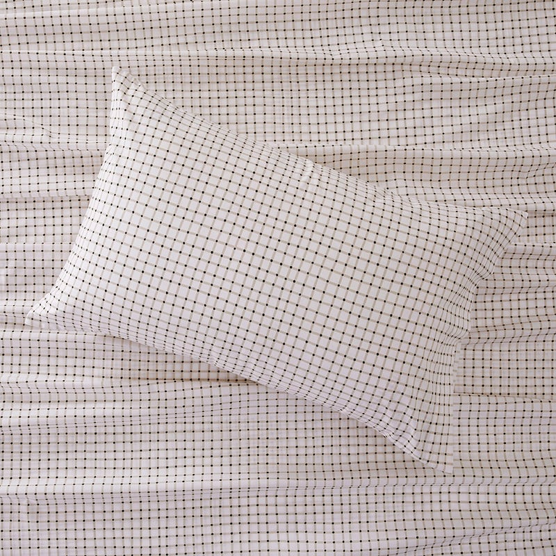 Natural Spot Printed Percale Sheet Set