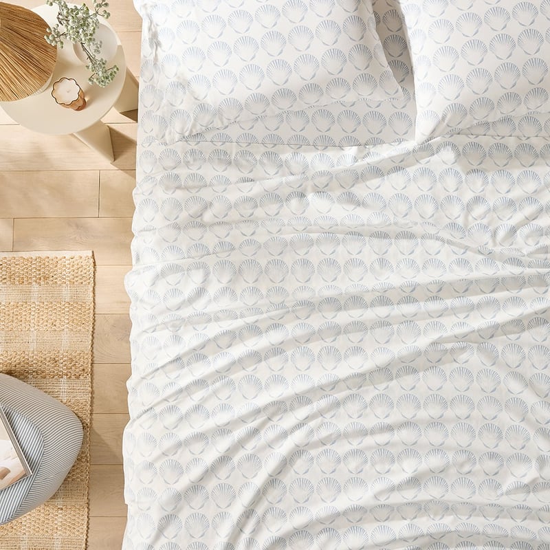 Seashells Printed Percale Sheet Set