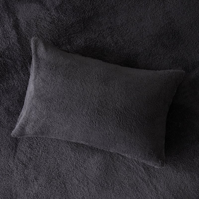 Sherpa Plain Charcoal Quilt Cover Set