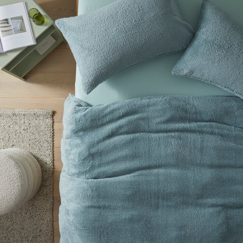 Sherpa Plain Sage Quilt Cover Set