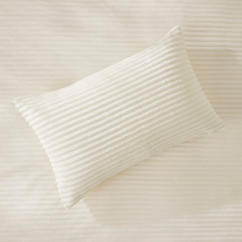 Off White Fur Ribbed Quilt Cover Set