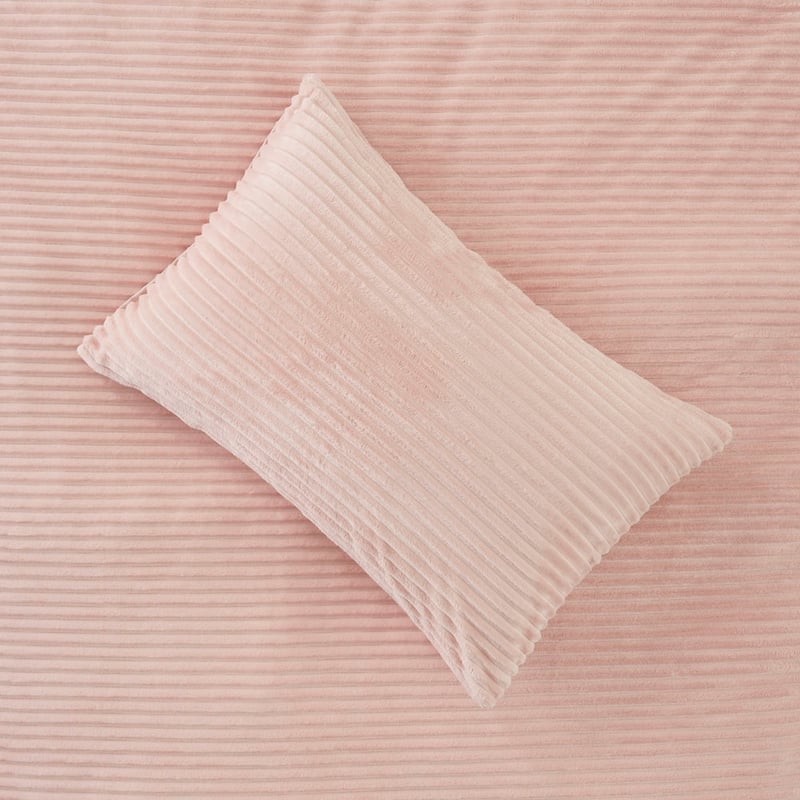Soft Pink Fur Ribbed Quilt Cover Set