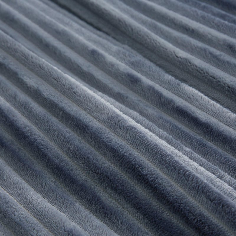 Steel Blue Fur Ribbed Quilt Cover Set