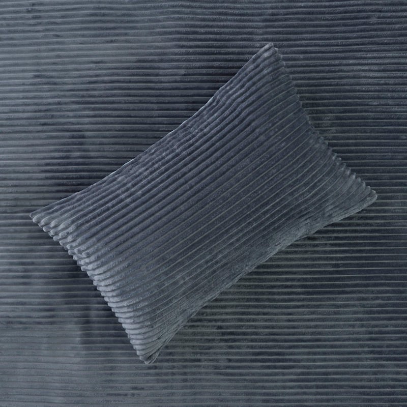 Steel Blue Fur Ribbed Quilt Cover Set