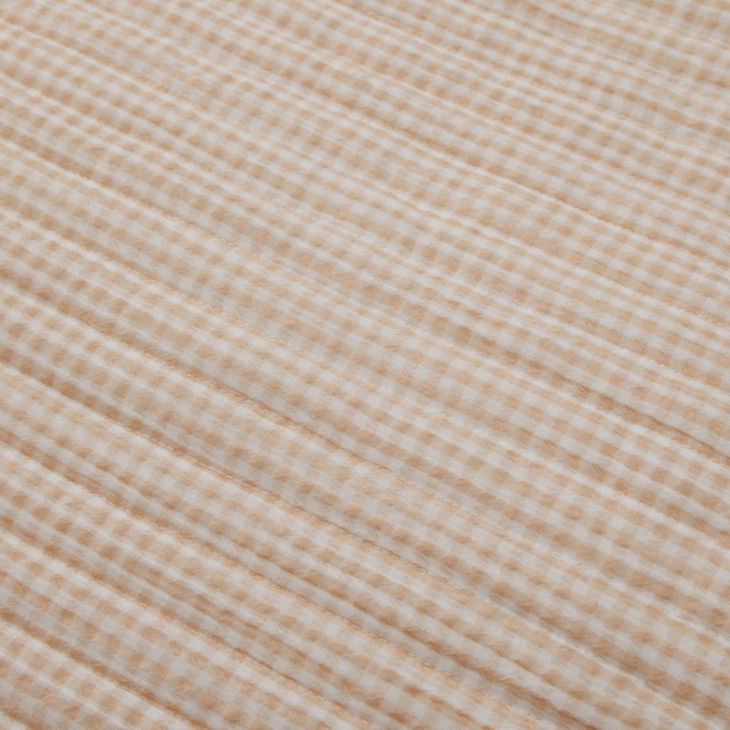 Jaye Natural Gingham Quilted Quilt Cover Set