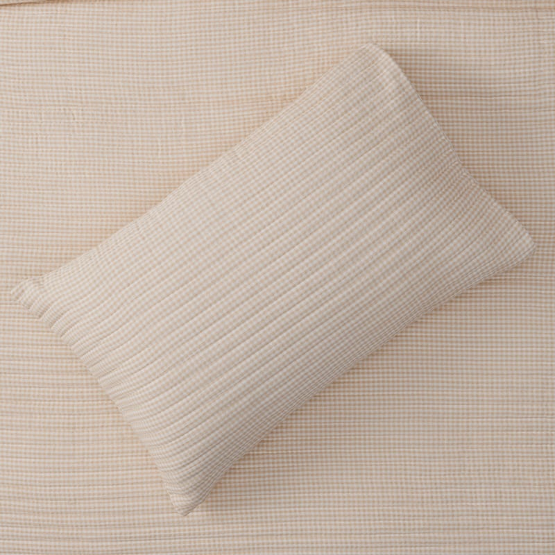 Jaye Natural Gingham Quilted Quilt Cover Set
