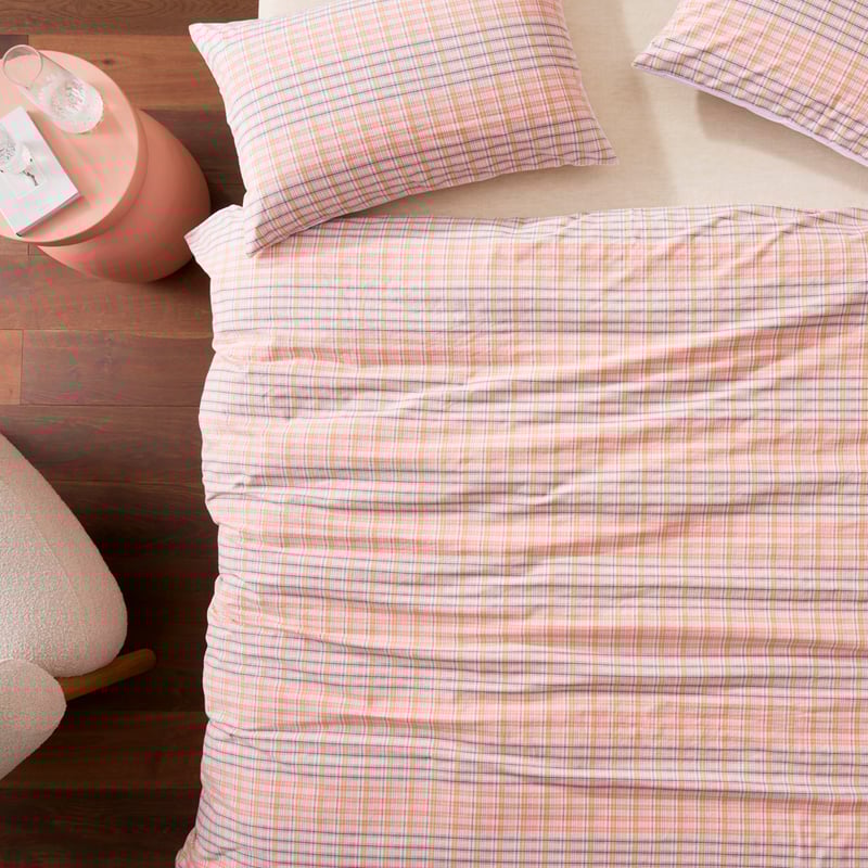 Kaia Check Pink Quilt Cover Set